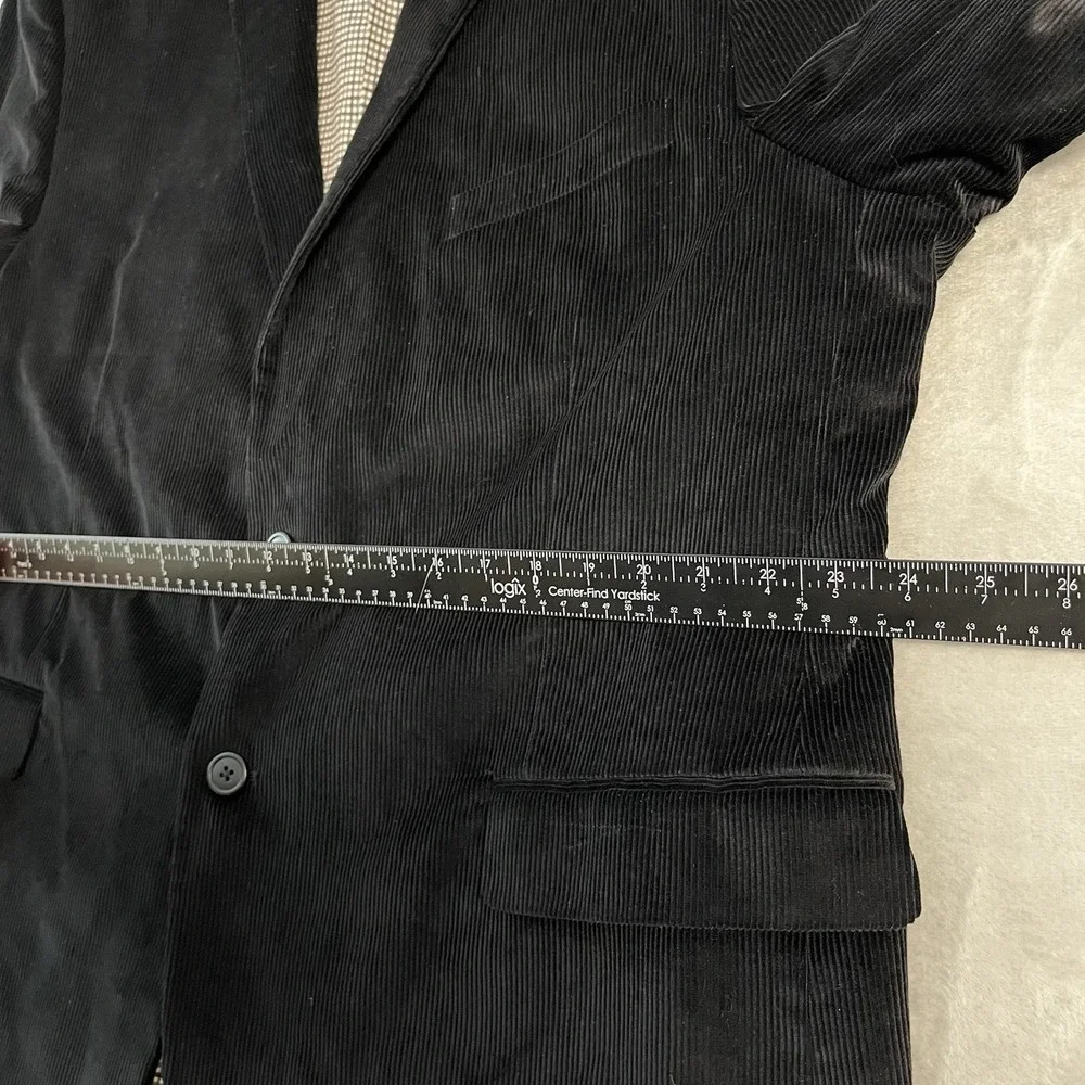 Saddlebred Black Corduroy Sport Coat Blazer Mens 48R 2 Button Cotton Jacket Prep